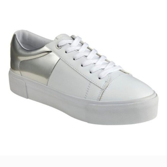 Marc Fisher Shoes - Marc Fisher Xena white silver platform Sneakers size 7.5